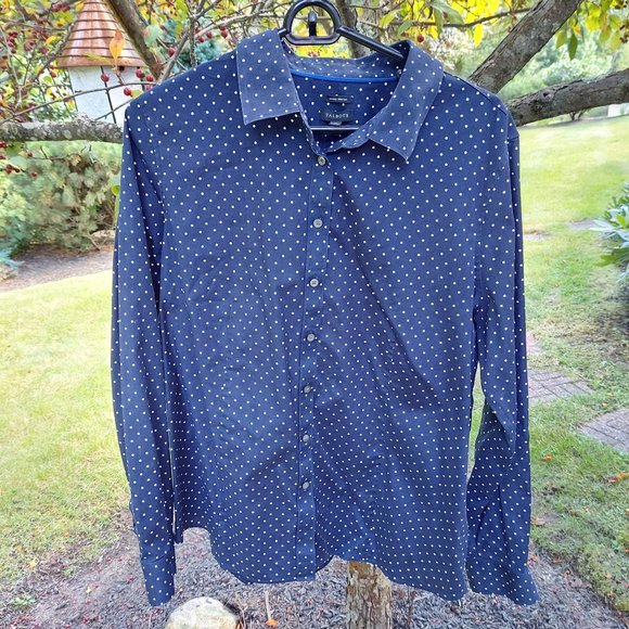 Talbots Women's LS Polka Dot Button Down Blouse Size 16 Navy/White Career - Picture 4 of 10